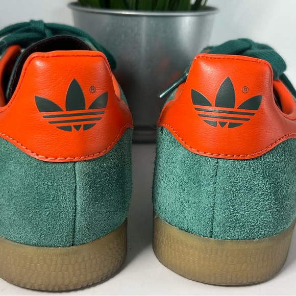 Adidas Men’s Gazelle Indoor Soccer Sneakers Shoes Collegiate Green & Orange Sz 6 - Picture 4 of 7